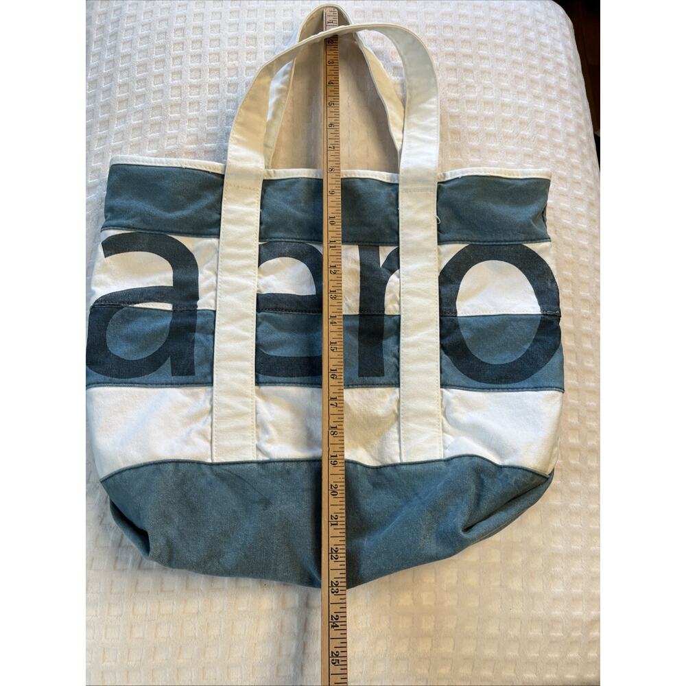 Vintage Aeropostale Y2k canvas tote beach bag White Stripe Overnight Bag - Picture 5 of 12